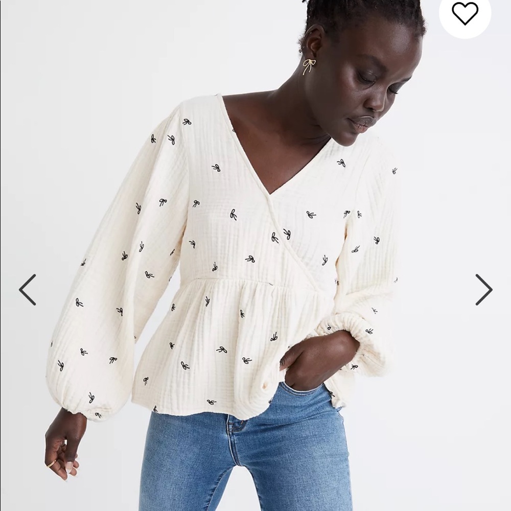 Madewell Lightspun Peplum Wrap Top in Tiny Bows